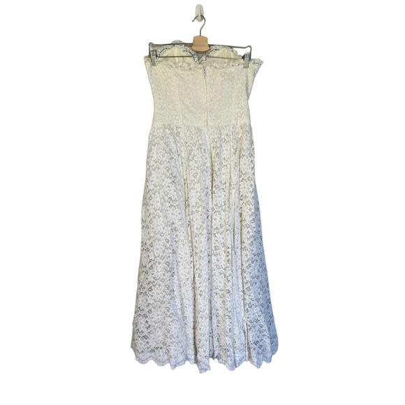 Caroline Charles London Vintage 1980's Strapless White Fit and Flare Midi Dress - Picture 2 of 12